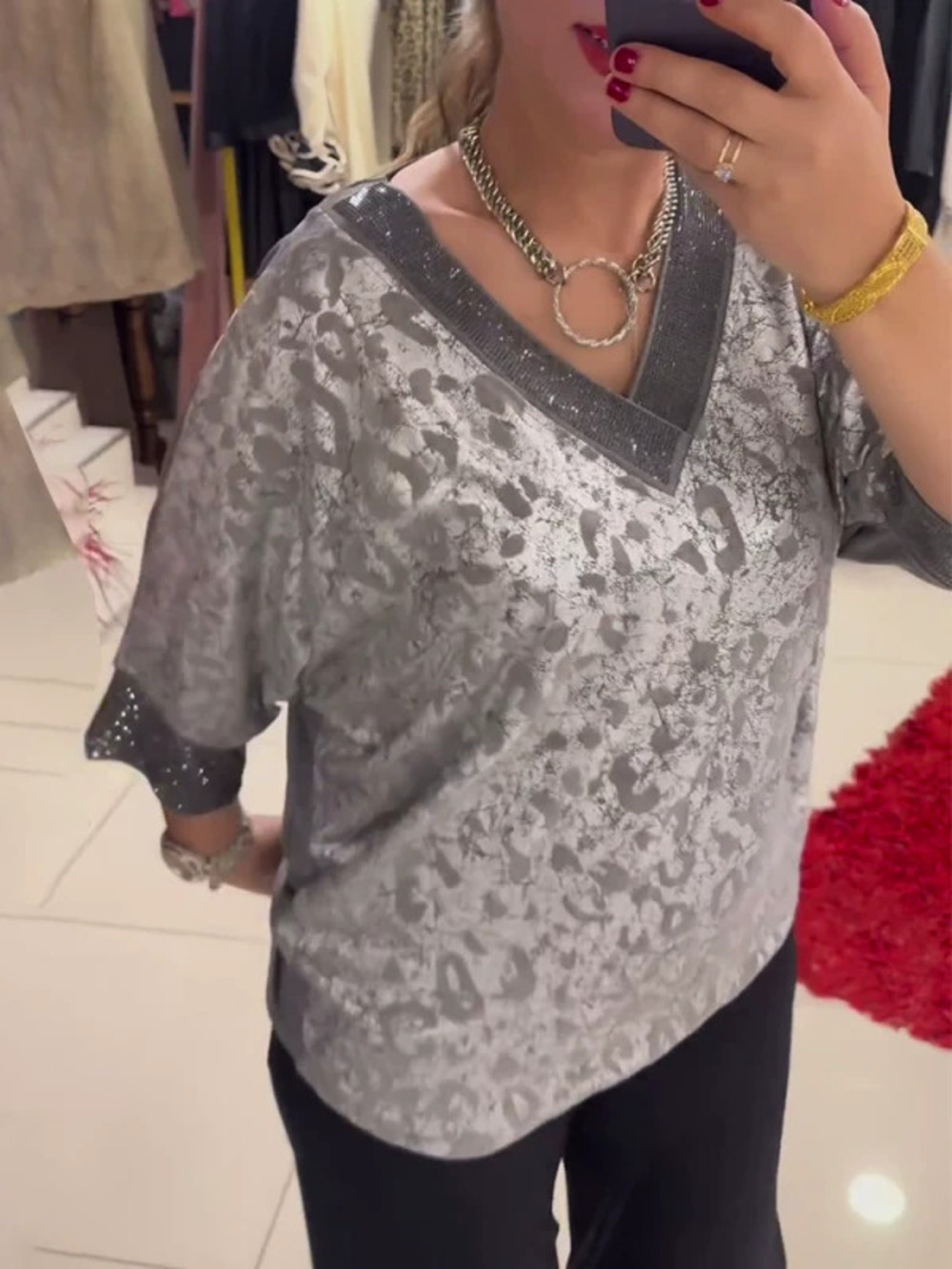 ZARA Elegant Autumn Winter Printed Collar T Shirt